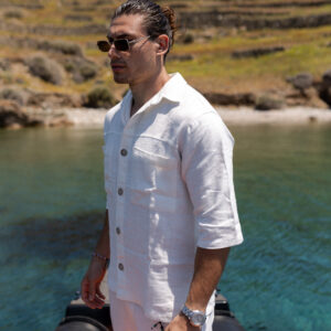 Λινό Overshirt Vittorio ISLAND- White