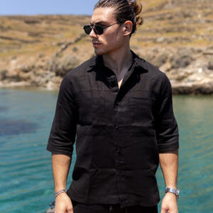 Λινό Overshirt Vittorio ISLAND-Black