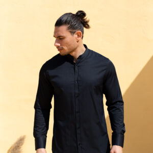 Mao Collar Shirt Black